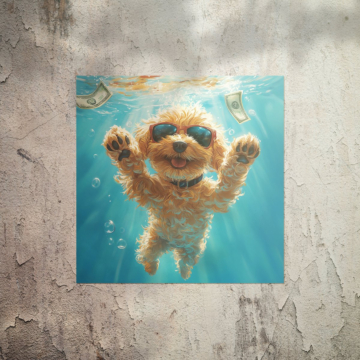 Underwater Puppy Swim Poster Art