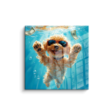 Schwimmender Welpe unter Wasser - PVC-Bild glänzend