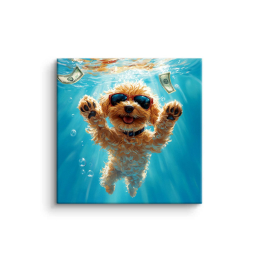 Schwimmender Welpe unter Wasser - PVC-Bild matt