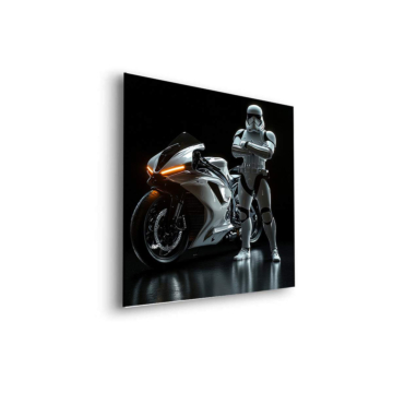 Stormtrooper en moto inspirado en Star Wars - cuadro Dibond mate
