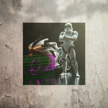 Star Wars Inspired Stormtrooper Motorcycle Poster Art