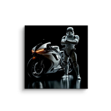 Stormtrooper en moto inspirado en Star Wars - cuadro en lienzo