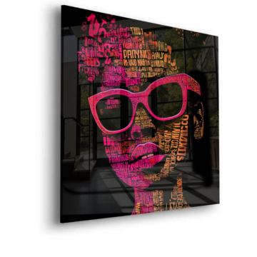 Typograficzny portret w okularach - obraz na szkle akrylowym