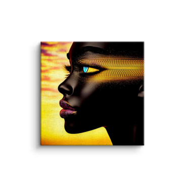 Coucher de soleil lueur femme profil - tableau sur toile