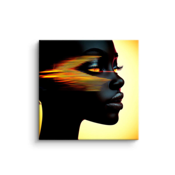 Perfil de mujer con luz dorada - cuadro PVC mate