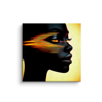 Profil de femme en lumière dorée - tableau sur toile