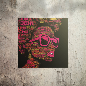 Mujer con gafas de sol tipográficas - póster
