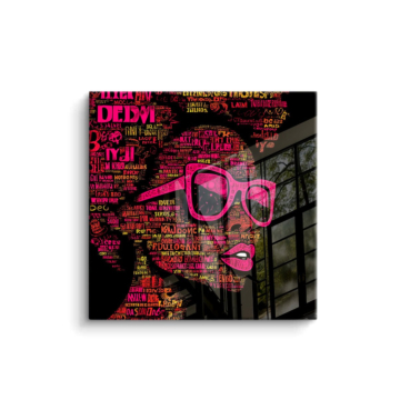 Typography lunettes de soleil femme - tableau PVC brillant