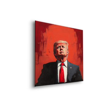 Czerwony portret inspirowany Donaldem Trumpem - obraz na dibondzie matowym