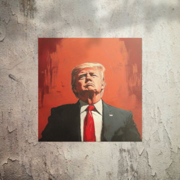 Czerwony portret inspirowany Donaldem Trumpem - plakat