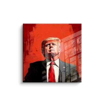 Czerwony portret inspirowany Donaldem Trumpem - obraz na PVC z połyskiem