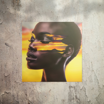 Golden Sunset Woman Profile Poster Art