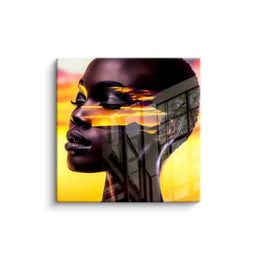 Golden Sunset Woman Profile PVC Gloss Art