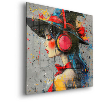 Witch Hat Headphones Portrait Acrylic Glass Art