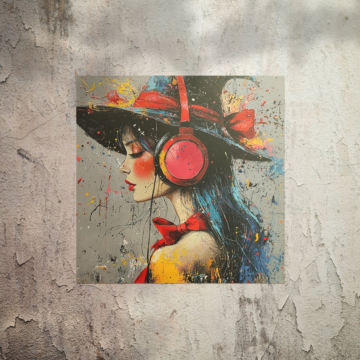 Witch Hat Headphones Portrait Poster Art