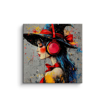 Witch Hat Headphones Portrait Canvas Art