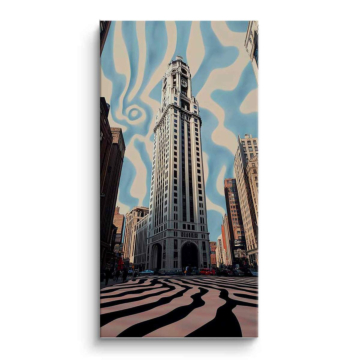 Zèbre chrysler building rue - tableau PVC mat