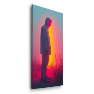 Neon-Figur mit Kapuze - Dibond-Bild matt