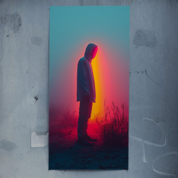 Neon-Figur mit Kapuze - Poster