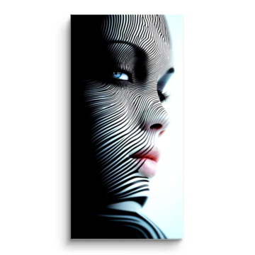 Visage rayé noir et blanc - tableau PVC mat