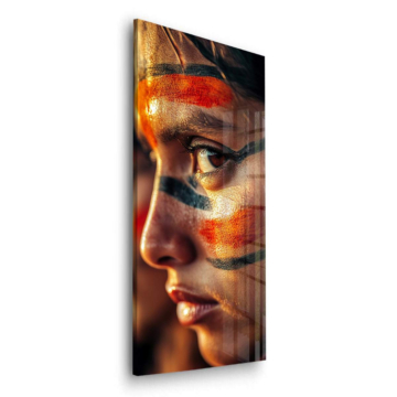 Frauenporträt mit Stammesbemalung - Acrylglasbild