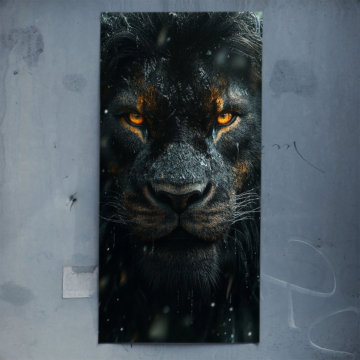 Nocny portret czarnego lwa - plakat