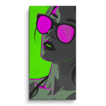 Neon Sunglasses Pop Portrait Canvas Art