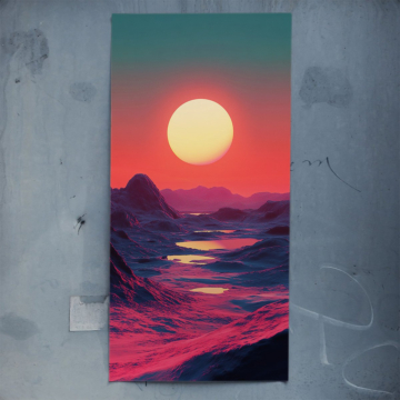Pink Sunset Ocean Horizon Poster Art
