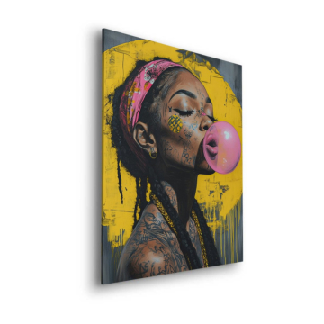 Bubblegum Woman Portrait Dibond Matt Art