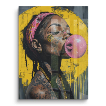 Bubblegum Woman Portrait PVC Gloss Art