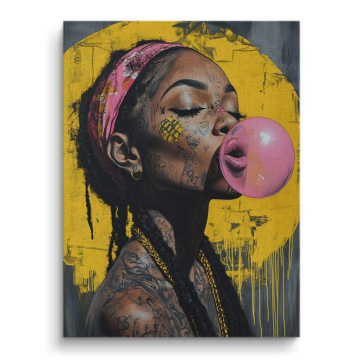 Bubblegum Woman Portrait Canvas Art