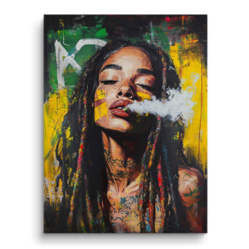 Smoking Dreadlock mujer - cuadro en lienzo