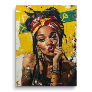 Lebendige Frau mit Headwrap - PVC-Bild matt