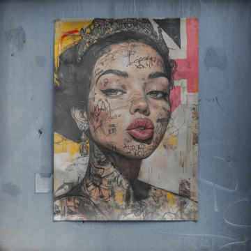 Mujer coronada con grafiti - póster