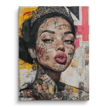 Gekrönte Graffiti-Frau - PVC-Bild matt