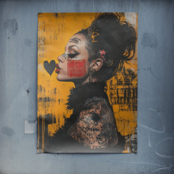 Mujer con tatuaje de carta de amor - póster