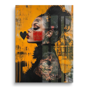 Amour letter tatouage femme - tableau PVC brillant