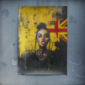 Mujer urbana con Union Jack - póster