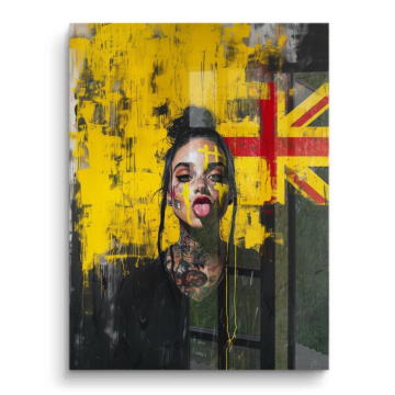 Union jack rue femme - tableau PVC brillant
