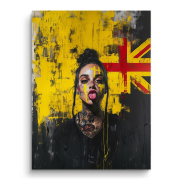 Union-Jack-Street-Frau - PVC-Bild matt