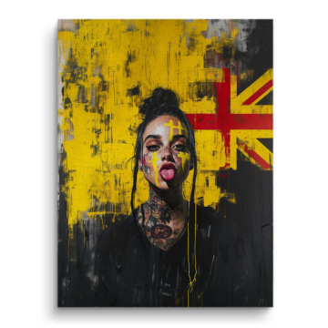 Mujer urbana con Union Jack - cuadro en lienzo