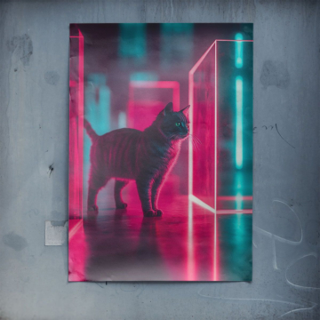 Neon Door Black Cat Poster Art