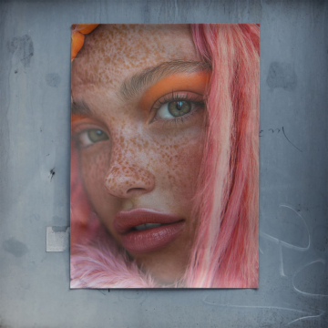 Pink Hair Freckled Beauty Poster Art