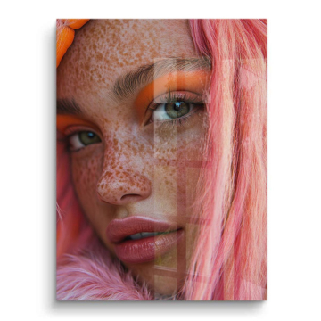 Pink Hair Freckled Beauty PVC Gloss Art