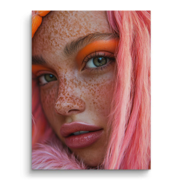 Pink Hair Freckled Beauty PVC Matt Art