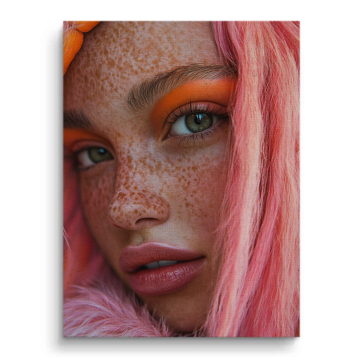 Pink Hair Freckled Beauty Canvas Art