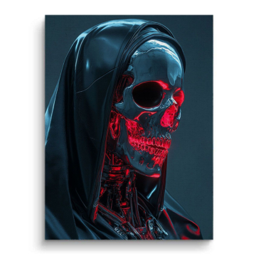 Néon cyber crâne - tableau sur toile