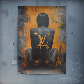Espalda tatuada inspirada en Louis Vuitton - póster