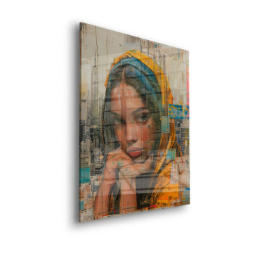 Urbano chica Headscarf - cuadro en vidrio acrílico
