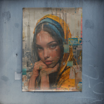 Urbano chica Headscarf - póster